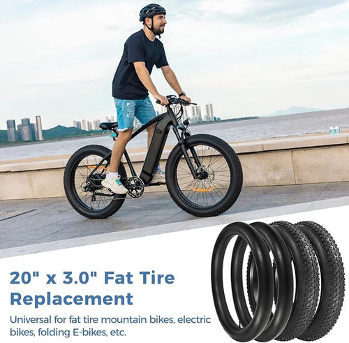20 x 3.0 in Fat Bike Tires & Tubes, 20 Inch Fat Tire Folding Tires, 76-406 20x3.0 Ebike Tires with Levers, 20x 3.0 Electric Bike Tire for Mountain Bikes & Ebikes