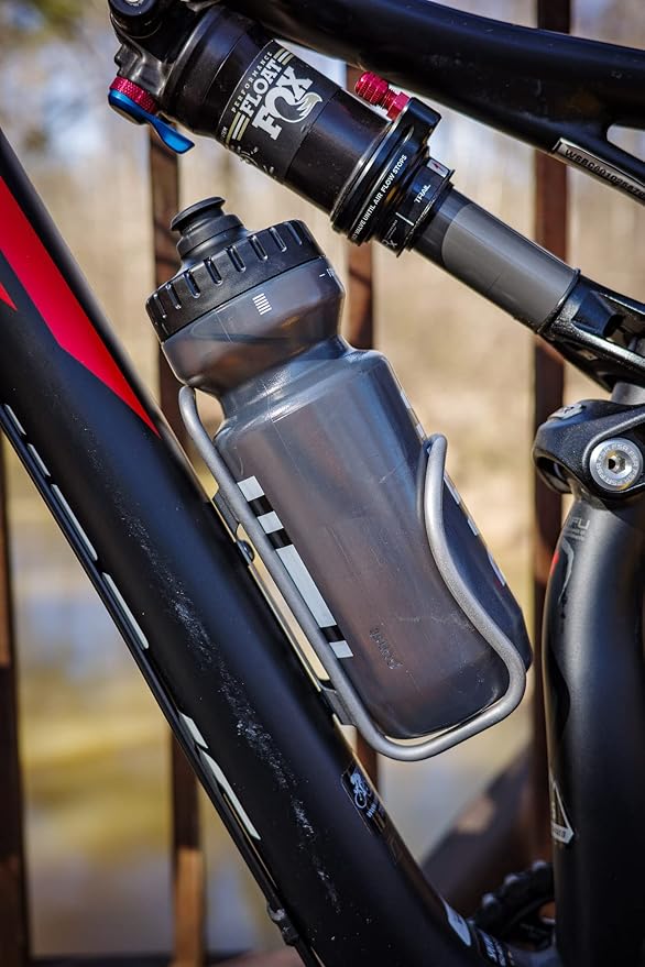LITHE GOODS Titanium Water Bottle Cage for Bikes, Ti Screws Included (Lighter Weight)