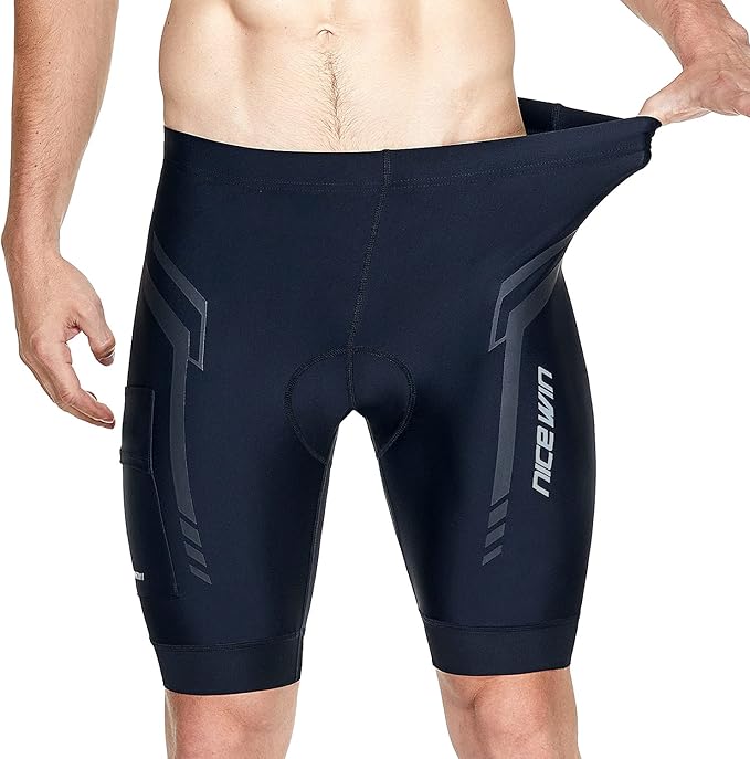 Men's Cycling Shorts Anti-Slip Leg 4D Padded Bike Shorts with 3-Pockets Breathable Biking Bicycle Motorcycle Half-Pants