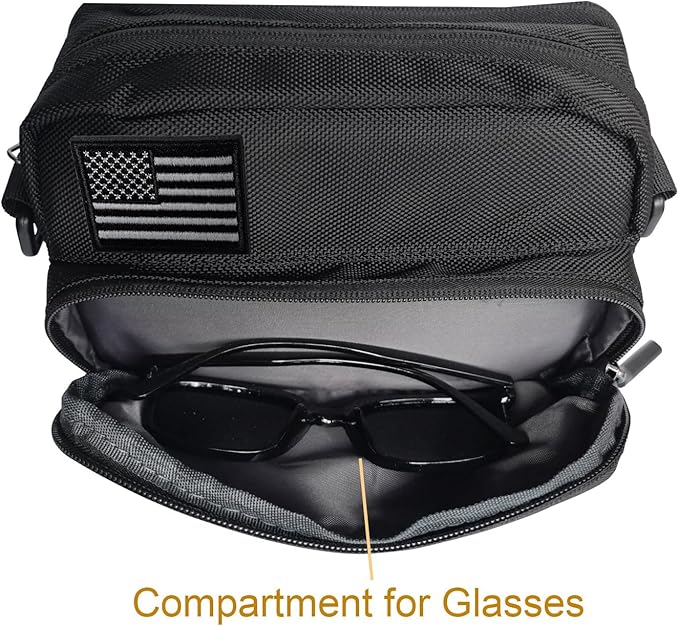 Larswon Motorcycle Handlebar Bag – Water Resistant Front Fork Pouch Storage Compatible with Cruiser, Softail, Dyna, Sportsters, Dirt Bike & Bicycle | Detachable Strap | Customizable Patch Black