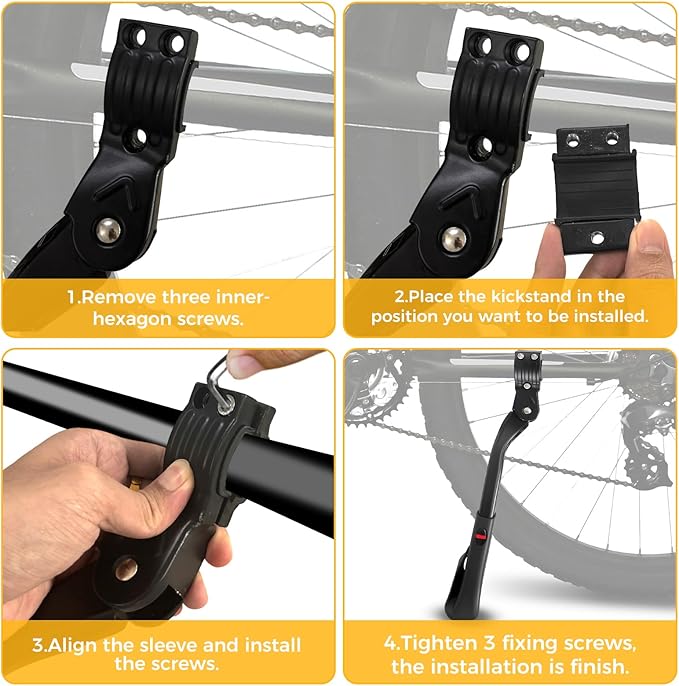 Bike Kickstand for Adult Bike,Adjustable Heavy Duty Rear Mount Aluminum Alloy Bicycle Kickstand for 24-29 inch EBike,Mountain Bike,Fat Tire Bike,Motorcycle