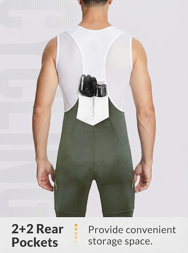qualidyne Cycling Bibs Men, 4D Padded Road Bike Bib Shorts with Pockets, Biking Bicycle Shorts UPF50+
