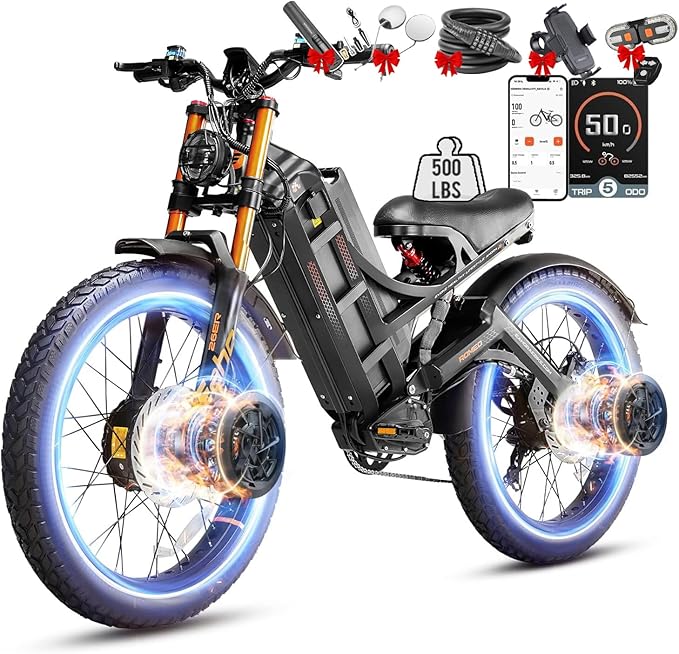 eAhora Romeo Pro 3 Electric Bike - [2026 Latest] 50MPH 5600W Dual Motor 60V 80AH 250Miles Long Range Ebike for Adults, 26" * 4.0 Fat Tire Fast Electric Mountain Bike Full Suspension Off-Road E-Bike