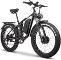 6000W Electric Bike for Adults, 52V 32AH Dual Motor E-Bike, Up to 100Mile & 45MPH All-Terrain Fat Tires Full Suspension 24/26 Inch Electric Bicycles Hydraulic Disc Brake for Road UL2849 by SGS