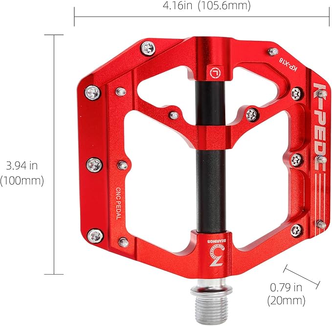 Aluminum Alloy 9/16" Bike Pedal MTB Wide Platform Flat Non-Slip Bicycle Pedals with 3 Bearings for Mountain Bikes, Road, BMX