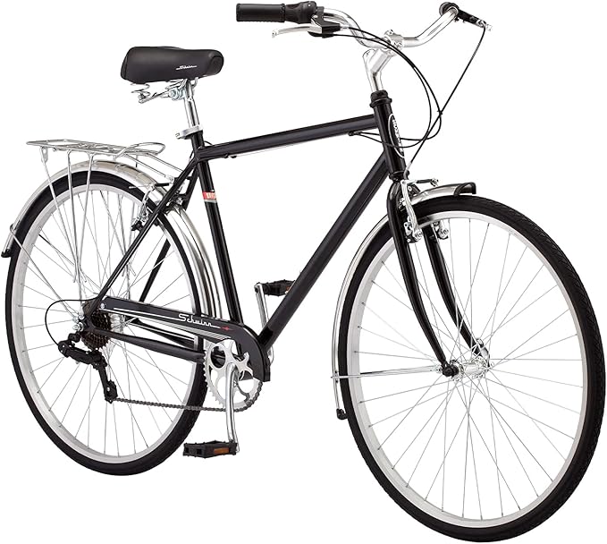 Schwinn Wayfarer Hybrid Bike, 700c Mens and Womens Bike, 7-Speed Hybrid Bicycle, Retro Steel Frame, Front and Rear Linear Pull Brakes, Fenders, Cargo Space, Adult Bicycle