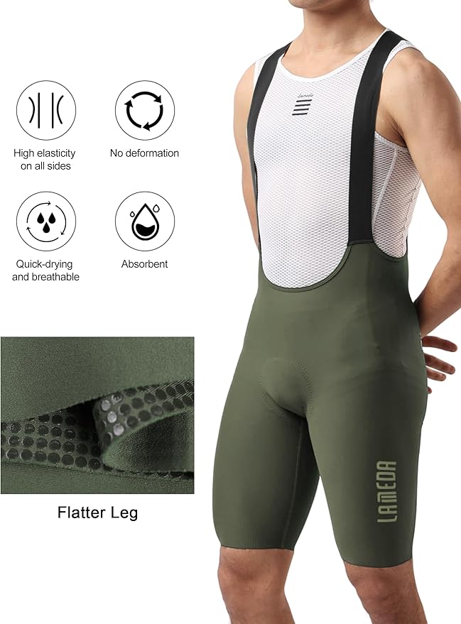 LAMEDA Mens Cycling Bib Shorts,Padded Breathable Bike Shorts Men Lightweight Bicycle Bibs Bike Tight for Road Gravel Biking