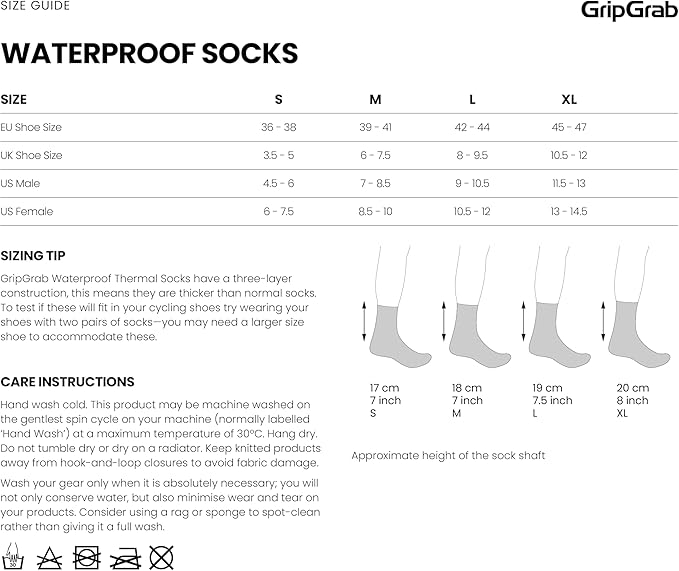 GripGrab Merino-Lined Waterproof Winter Cycling Socks Thick Warm Thermal Padded Insulating Durable Bicycle Bike Sock