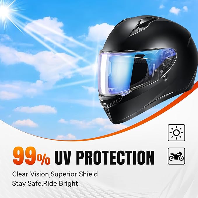 LKV HJ-34P Helment Visor Replacement - HJC C10 Motocycle Helmet Visor UV Protection Face Shield Compatible With HJ34P HJC C10 (Aurora Blue)