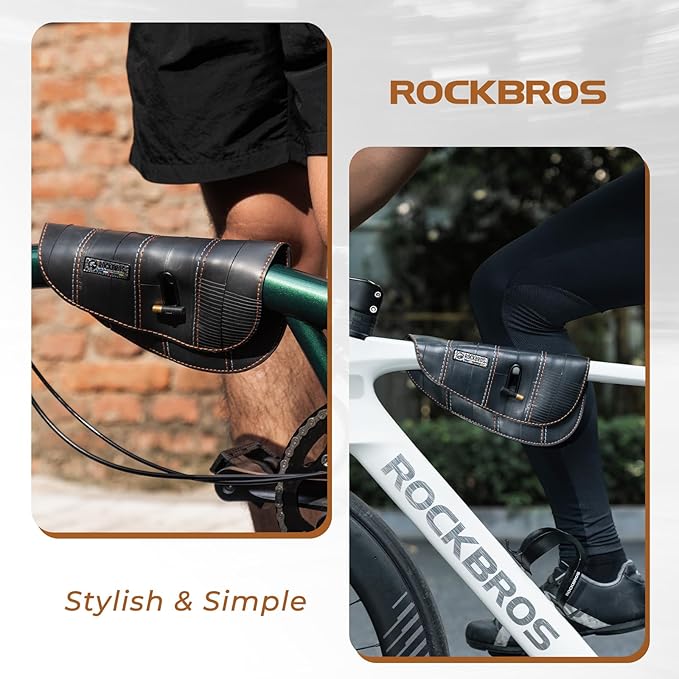 ROCKBROS Bike Frame Bag - Bicycle Tire Recycling Top Tube Bike Bag Compact Bike Storage Pouch for Smartphone & Tools,Fits Road Mountain Foldable Bikes - Road To Sky