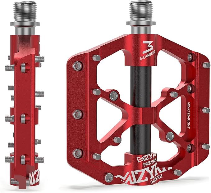 MZYRH Road/Mountain Bike Pedals,Lightweight 3 Bearings Bicycle Pedals,9/16” Aluminum Alloy Flat Pedals for Road Mountain BMX MTB Bike