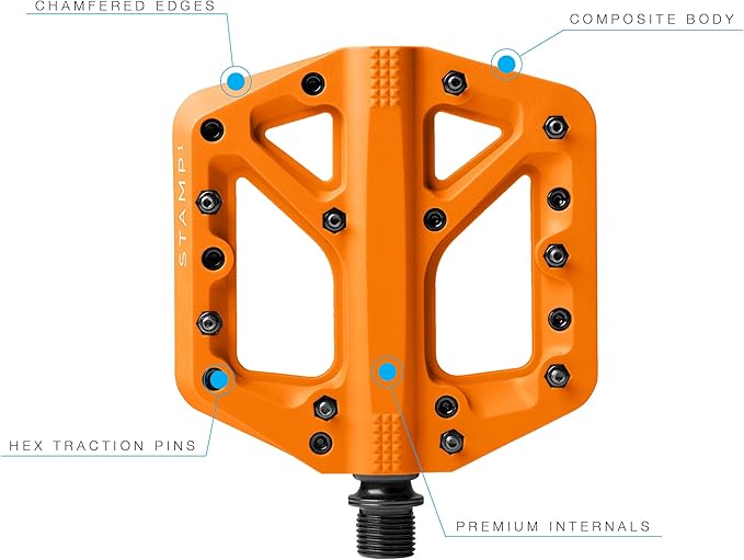 Crankbrothers Stamp Flat MTB Pedals - Size-Specific, Lightweight, Versatile, Durable Bike Pedals