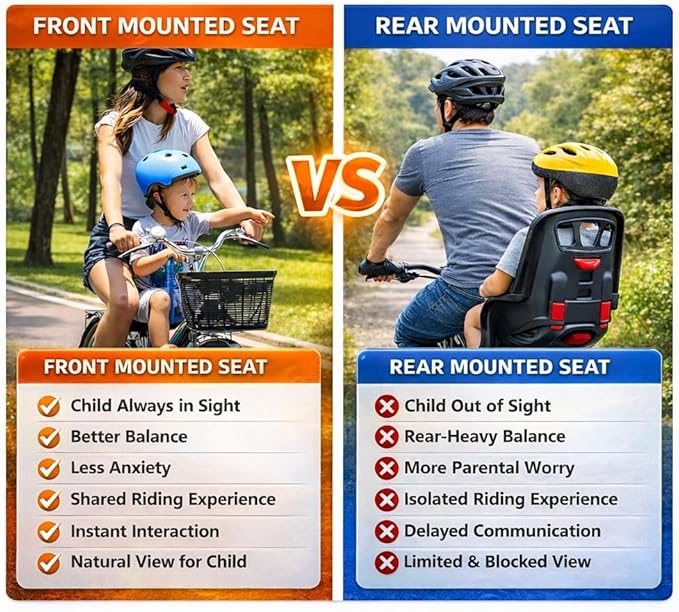 Child Bike Seat, Front Mount Kids Bike Seat,Fit Mountain Bikes, Cruiser Bikes, Folding Bikes, Ultra Light,Portable, Tool-Free, Quick-Release,Toddler Bike Seat for 2-6 Years(up to 60lbs)