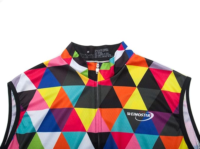 Weimostar Men's Cycling Jersey Short Sleeve Bike Clothing Multicolored Diamond