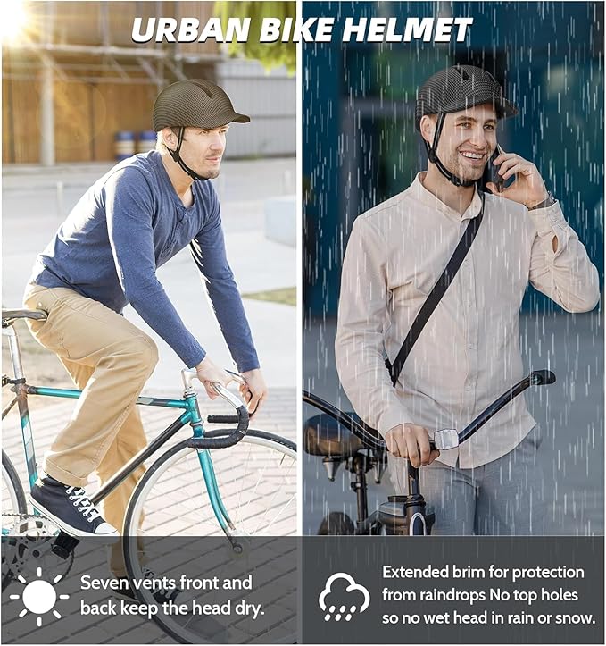 Shinmax Adult Bike Helmet for Men & Women - Lightweight Adjustable Baseball Cap Style Cycling Helmet with Reflective Strip, Perfect for Urban Commuter & Road Biking