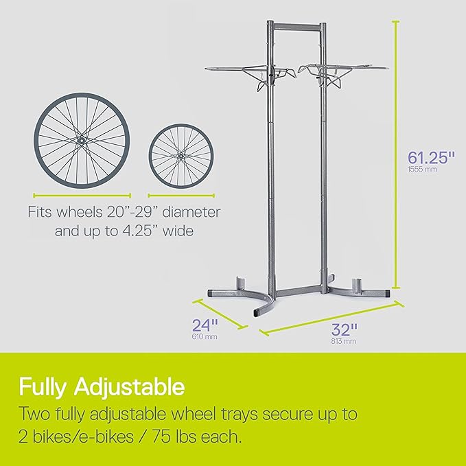 Bike Rack for Garage & Home by Delta Cycle - No Drilling Required - Fully Adjustable Gravity Storage Rack for Any Style Bicycle - Freestanding Vertical Rack