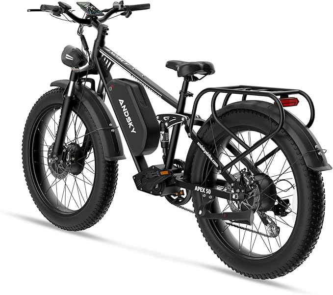Apex 50 Electric Bike Dual Motor for Adults (CA Immediate-De'livery) 52V 25AH/48V 25AH, 26" Fat Tires Full Suspension 35MPH/100Mile, Hydraulic Brake