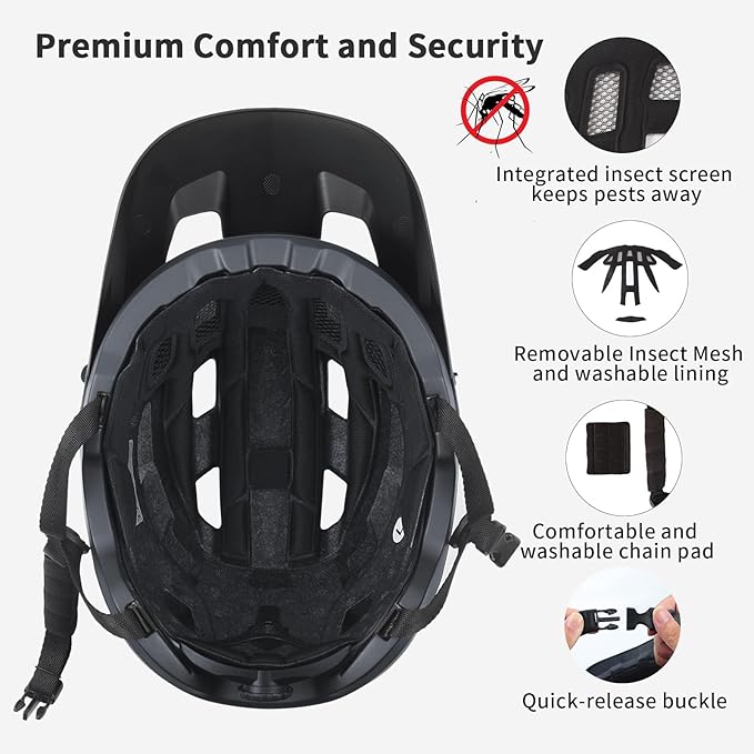 Mountain Bike Helmet for Adults - Dual Shell Lightweight MTB Bicycle Helmet Adjustable for Adults Men Women Youth