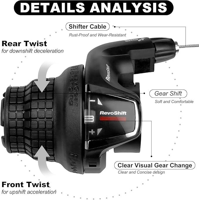 3 Speed Shifter SL-RS35-3L Bicycle Left Twist Shift Lever for Mountain Bike Commuter Bike Folding Bike