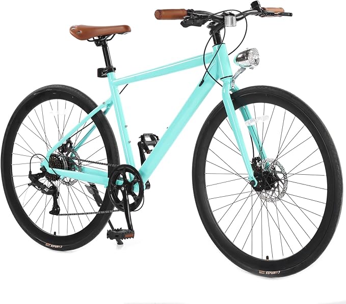 GarveeLife Hybrid Bike, 28 in Mountain Bicycle for Adult, 700C Road Bike, Commuter Bike 7 Speeds with Front and Rear Brakes, Gravel Bike with Lights Lightweight Aluminum Alloy Frame
