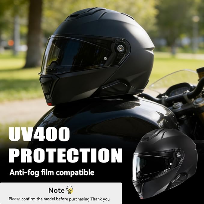 VCOROS I90 Helmet Shield Replacement, I90 Helmet Visor Shield Compatible with HJ-33 I91 Motorcycle Helmet Accessories (Clear)