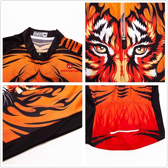 Men's Cycling Jerseys Wolf Print Bicycle Shirts Summer Road Bike Clothes Quick Dry Breathable