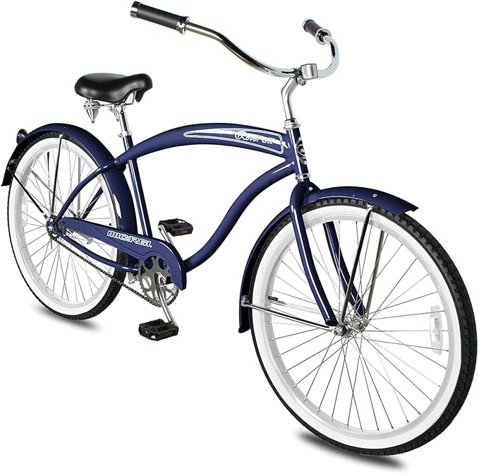MICARGI 24/26 Inch Adult Cruiser Bicycle Hybrid Bike 1/7 Speeds Commuter Bike for Women, Men, Seniors,Step-Through or Step-Over Bike Steel Frame Multi Colors Style