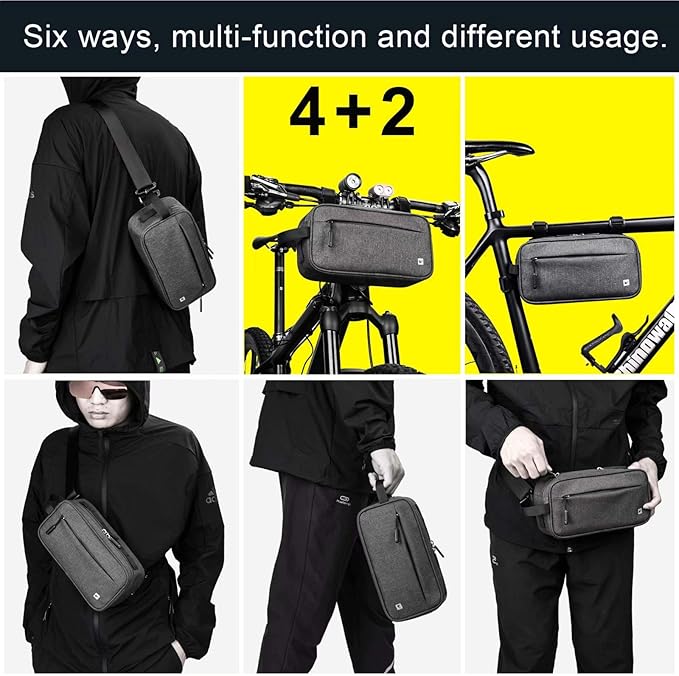 Rhinowalk Multifunction Bike Handlebar Bag Front Bag 3L Bicycle Frame Bag Waterproof Shoulder Bag Handbag Waist Bag