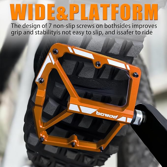 Bike Pedals 9/16" Lightweight Non-Slip Bicycle Platform Pedals - Fits Most Adult Bikes & Mountain Bikes &MTB, Road Bikes and Slip-Resistant Design