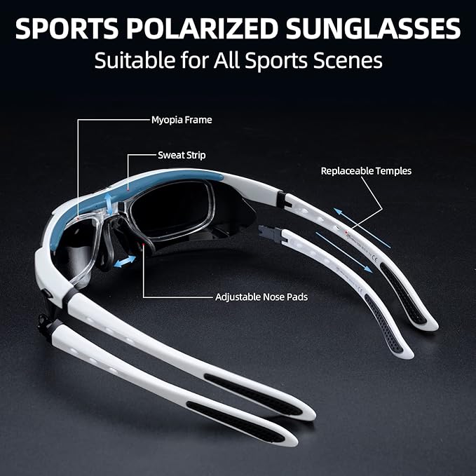 ROCKBROS Polarized Sunglasses Men Women Cycling/Pickleball/MTB Glasses UV Protection, Suitable for Myopia Glasses