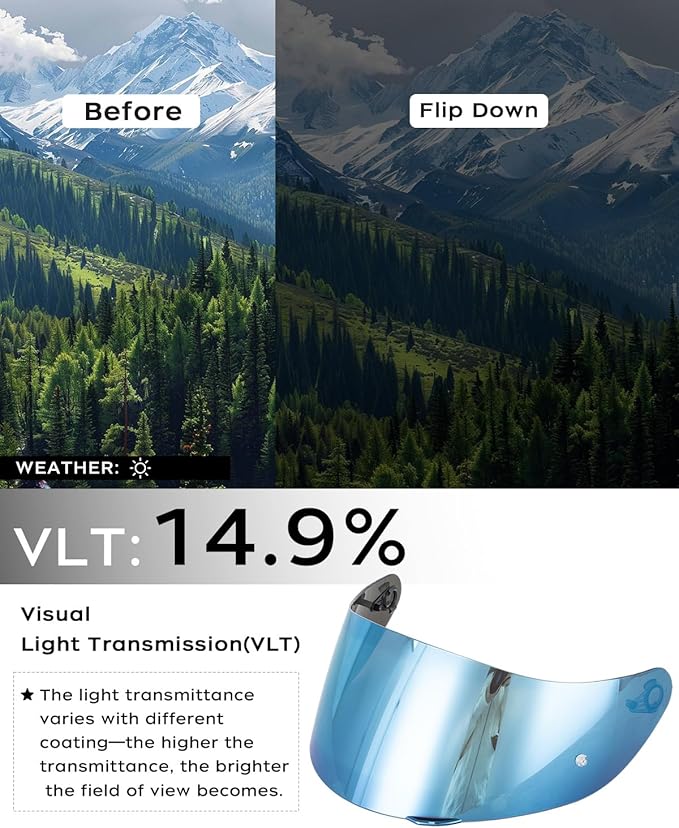 Soman K1 Helmet Visor Replacements, K1S Tinted Helmet Visor Compatible with K1 K1S K3SV K5 K5S UV Protection (Blue)