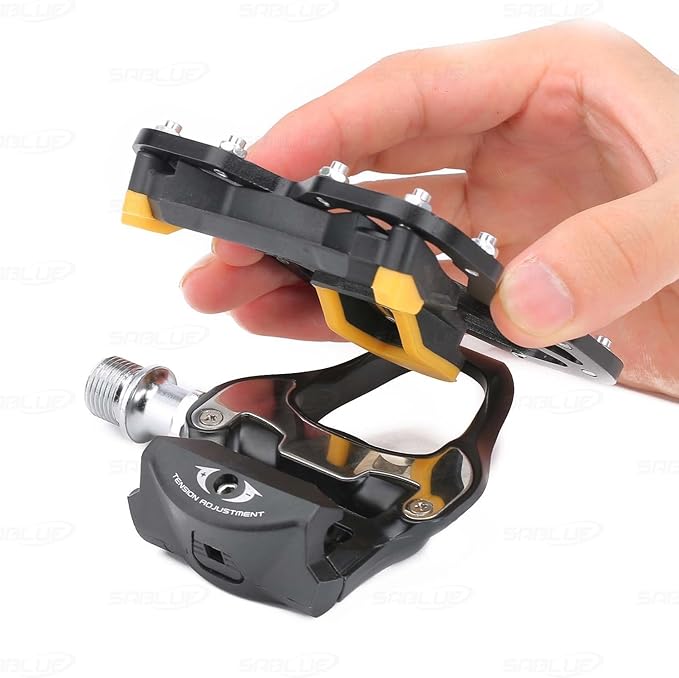SABLUE Universal Clipless to Platform Adapters Cleats Pedal for SPD Shimano Speedplay Bike Cycle (L-Black)