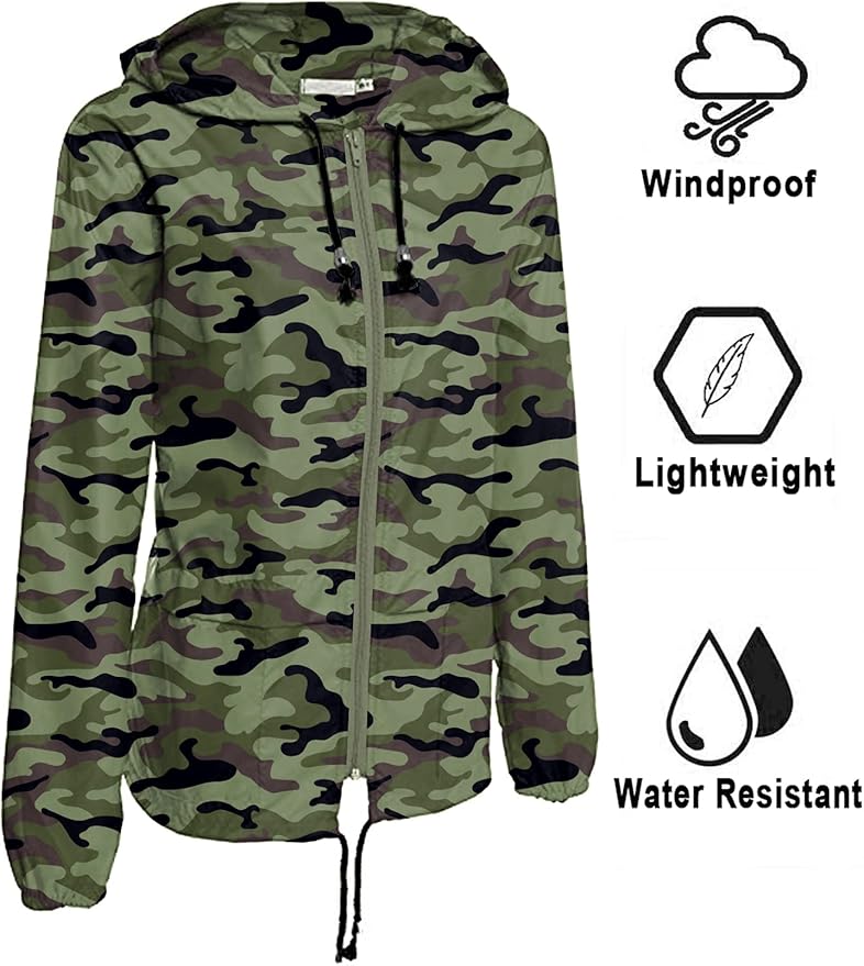 Avoogue Raincoat Women Lightweight Waterproof Rain Jackets Packable Outdoor Hooded Windbreaker