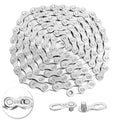 9/18/27 Speed Bike Chain, VDHU Bicycle Chain for Road Bicycles,Mountain Bike,MTB Mountain Racing Cycling Accessories with 1 Pairs Bicycle Buckle,Full Silver Plating 116 Links with Quick Link