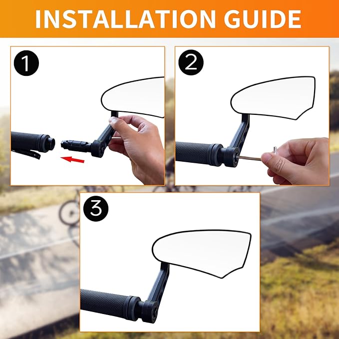 Bike Mirror for Handlebar Mount, HD Glass Bicycle Mirrors, Adjustable Bar End Bike Rear View Mirror, Scratch Resistant Bike Mirror for E-bike, City Bikes (Right 0.59-0.78")