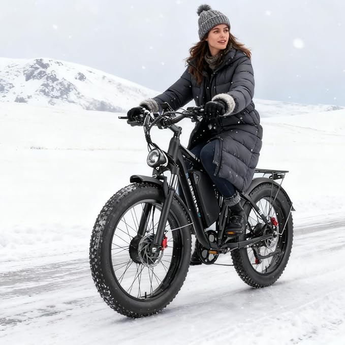 8000W Dual Motor Electric Bike for Adults 45MPH - Fast E-Bike with 52V 34Ah Battery Up to 105 Miles ,24"*4.0" Fat Tire E Bikes,Full Suspension Electric Bicycle for Snow Mountain Off-Road Commuter