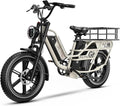 Dual Battery Electric Bike for Adults, Cargo Ebike with 48V 60AH Removable Battery Up to 160 Miles, 1450W Peak Motor 34MPH Electric Bicycle, 20" x 4" Fat Tire 7 Speed Hydraulic Disc Brakes E Bike