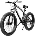Outroad Fat Tire Mountain Bike with 26 inch Wheels, 21 Speed with High Carbon Steel Frame, Double Disc Brake and Front Suspension Anti-Slip Bikes