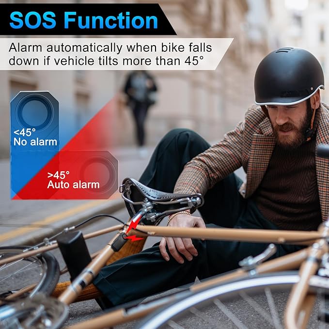 Bike Alarm, Bike Alarms for Ebikes, Anti Theft Wireless Vibration Sensor Alarm for Motorcycle Electric Scooter Moped Trailer Car Mailbox Garage Door 113dB Super Loud IP65 Waterproof