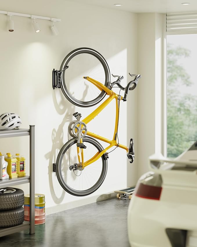 monTEK Heavy Duty Bike Wall Mount, Swivel Bike Wall Hanger Holds Up to 77lbs, Space-Saving Bike Rack Garage, Bike Storage for Bedroom Home Office, 4 Pack