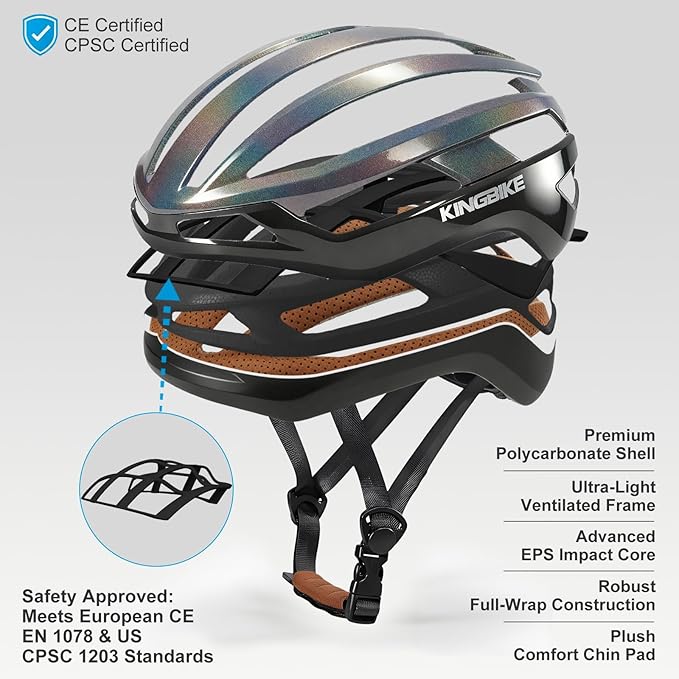 KINGBIKE Bike Helmet for Adult Men Women Youth Road Commute Mountain Cycling Helmets with Replaceable Padding Lightweight 2 Sizes 20.4"-24"(52-61cm)