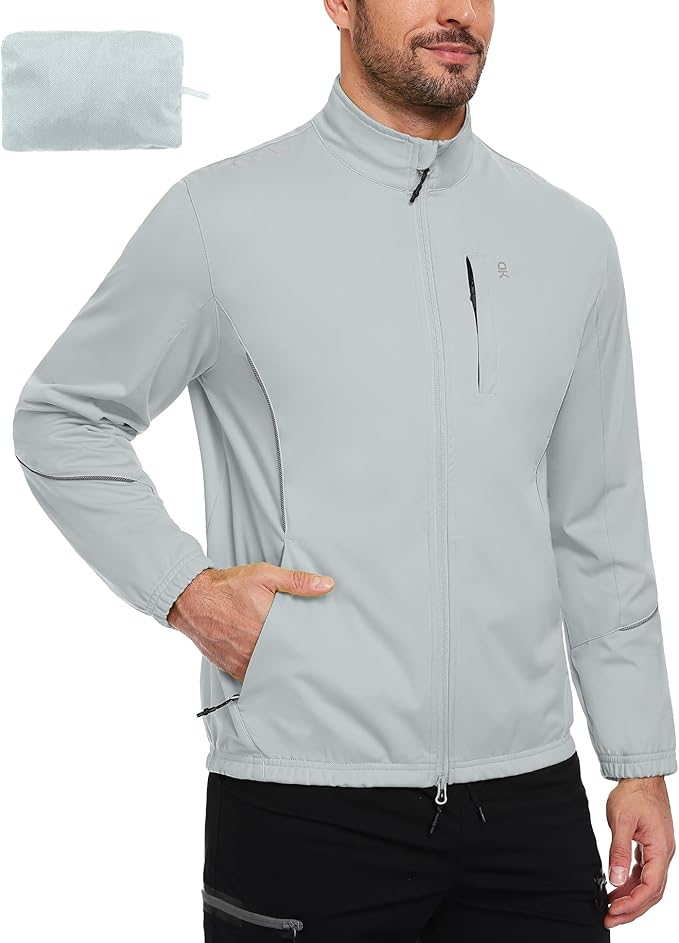 Little Donkey Andy Men's Cycling Jackets Reflective Packable Running Jacket Windproof Water-Resistant for Hiking Biking