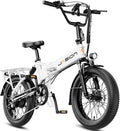 Jasion EB7 20" Foldable Electric Bike Fat Tire for Adults, 1200W Peak, 48V Removable UL-Certified Battery, 28MPH 55 Mi Range Commuter Electric Bike with Dual Suspension for City,Beach,Snow,Mountain