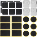 40 Pcs Bicycle Tire Repair Kit Glueless Bike Tube Patche Includes 36Pcs Self Adhesive Round Square Rectangle Patches and 4Pcs Metal Rasps with Box for Road Mountain Bikes Cycling