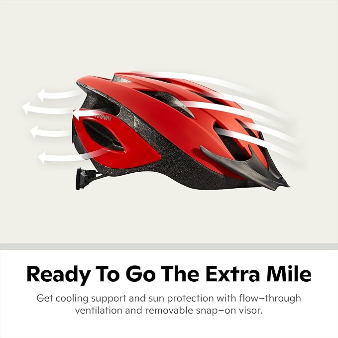 Schwinn Thrasher Helmet for Adults, Size 58-62 cm for Riders Ages 14+, Microshell, Adjustable Dial & Straps, Interior Padding, Air Vents, Lighted or Unlit, Visor, Adult Bike Helmet