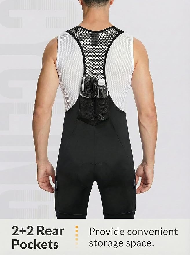 qualidyne Cycling Bibs Men, 4D Padded Road Bike Bib Shorts with Pockets, Biking Bicycle Shorts UPF50+