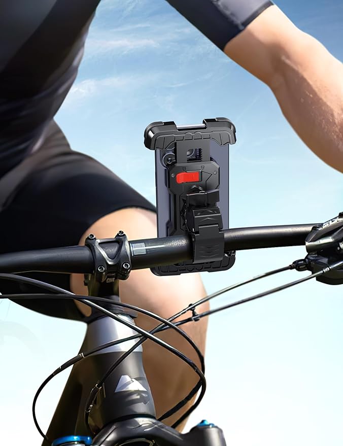 Bike Phone Holder, Universal Motorcycle Phone Holder with 360 Rotate for 4.7-6.8 Inch Smartphones, Compatible with Road Bike MTB Scooter