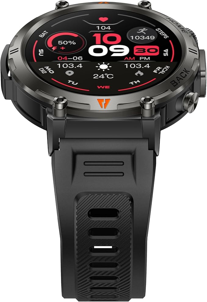 Military Smart Watches for Men Built-in GPS with LED Flashlight Compass, 3ATM Waterproof Rugged Tactical Smartwatch with Text and Call, 1.45" HD Fitness Tracker with HR SPO2 Monitor for iPhone Android