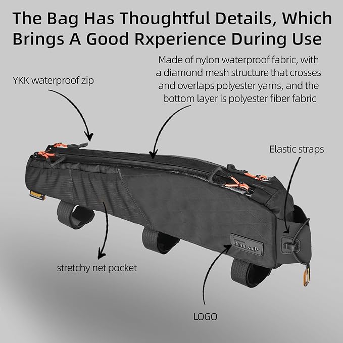 Bike Top Tube Bag Bicycle Front Frame Bag 2.1L with Dual Side Mesh Pockets for MTB Road Bike Cycling Commuting and Outdoor Adventures