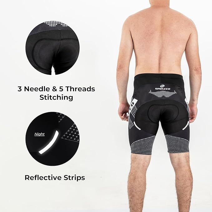 sponeed Men's Cycling Shorts Padded Bicycle Riding Pants Bike Biking Clothes Cycle Wear Tights